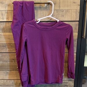 Little Sleepies Ribbed Long Sleeve Tee in dark Purple